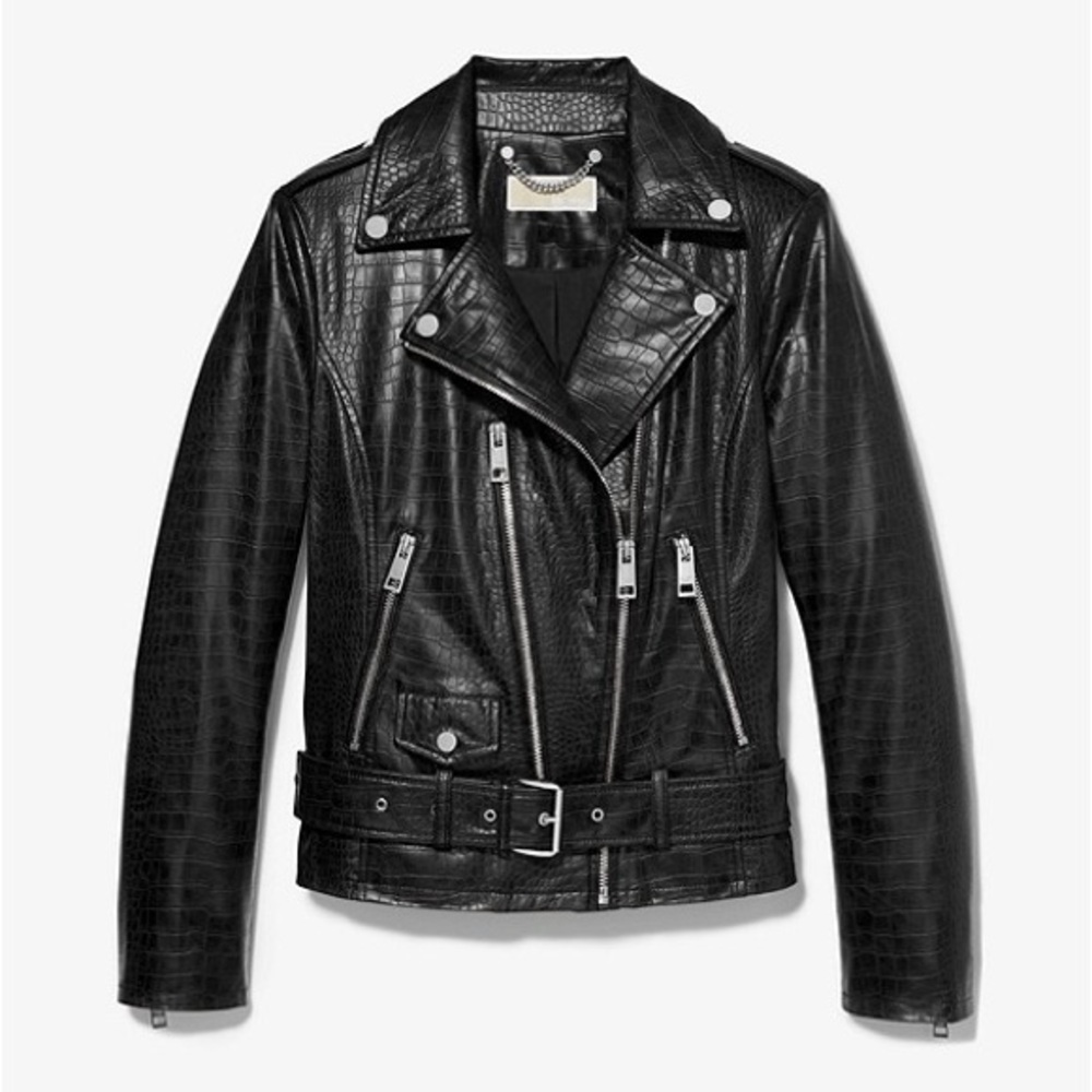 Michaels Black Textured Leather Jacket